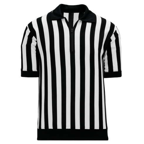 Athletic Knit Hockey Referee Jersey (RJ125), Color 'Black/White/Short Sleeves'